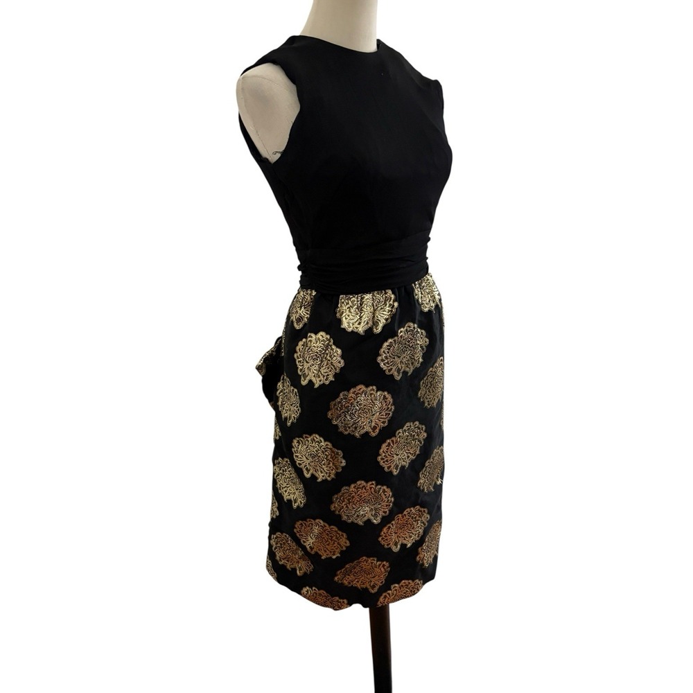 Vtg 50s 60s Parade NY Dress Cocktail Gold Brocade Silk Jersey Bodice Project - Picture 3 of 10